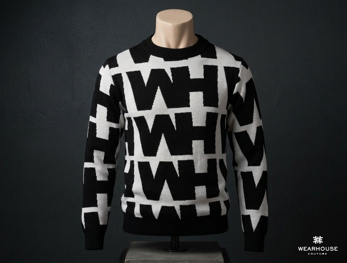 Wearhouse Monogram Knit Sweater - Black and White